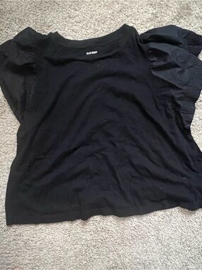 Old Navy Black Puff Sleeve Scoop Neck Tee